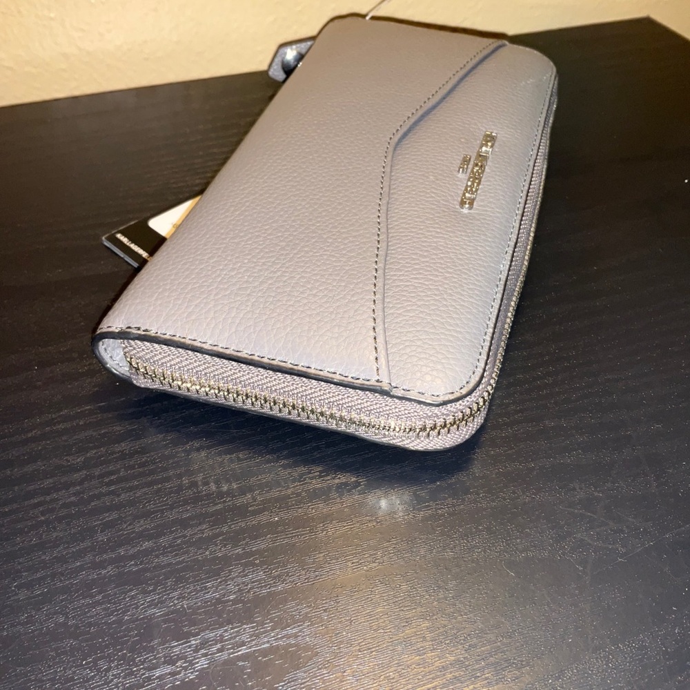 Karl Lagerfeld gray pebbled leather continental zip around wallet - Picture 7 of 11